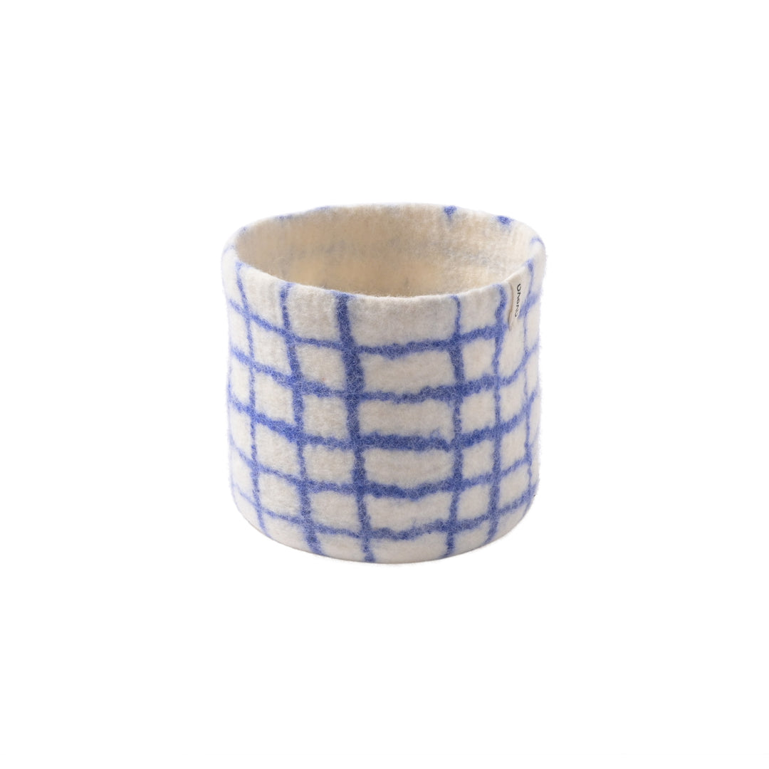 FLOWER POT 25, L, THIN CHECKED, blue